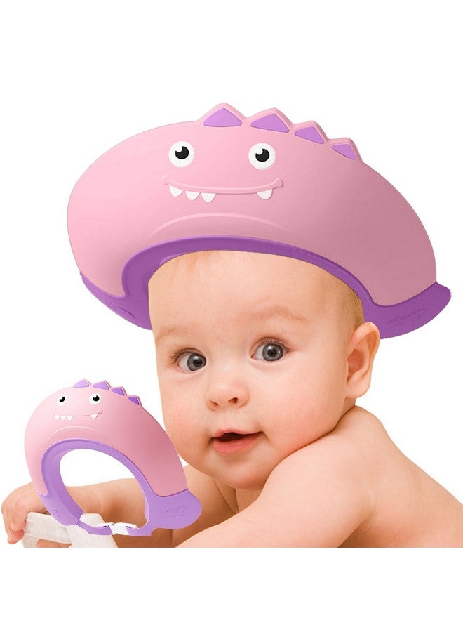 Thcbme Baby Shower Cap Shield, Shower Cap for Kids, Visor Hat for Eye and Ear Protection for 0-9 Years Old Children,Cute Dinosaur shape Makes the Baby Bath More Fun… (Pink) - Image 1