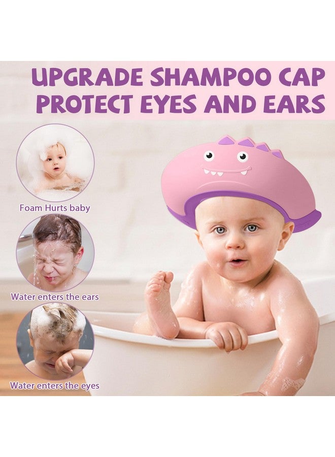 Thcbme Baby Shower Cap Shield, Shower Cap for Kids, Visor Hat for Eye and Ear Protection for 0-9 Years Old Children,Cute Dinosaur shape Makes the Baby Bath More Fun… (Pink) - Image 3