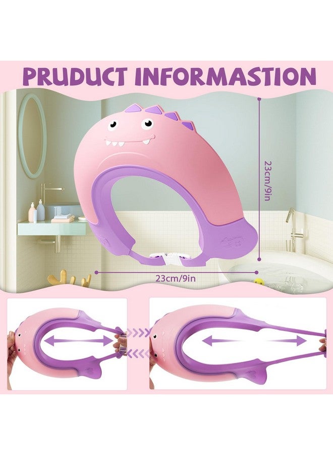 Thcbme Baby Shower Cap Shield, Shower Cap for Kids, Visor Hat for Eye and Ear Protection for 0-9 Years Old Children,Cute Dinosaur shape Makes the Baby Bath More Fun… (Pink) - Image 2