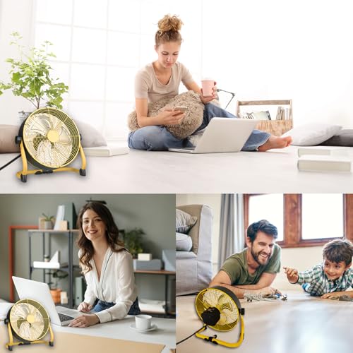 TrendGear 12 Inch High Velocity Floor Fan, Heavy Duty Metal Industrial Fans with 3 Speeds, Portable Fan with Adjustable 360° Head Tilt - Image 4