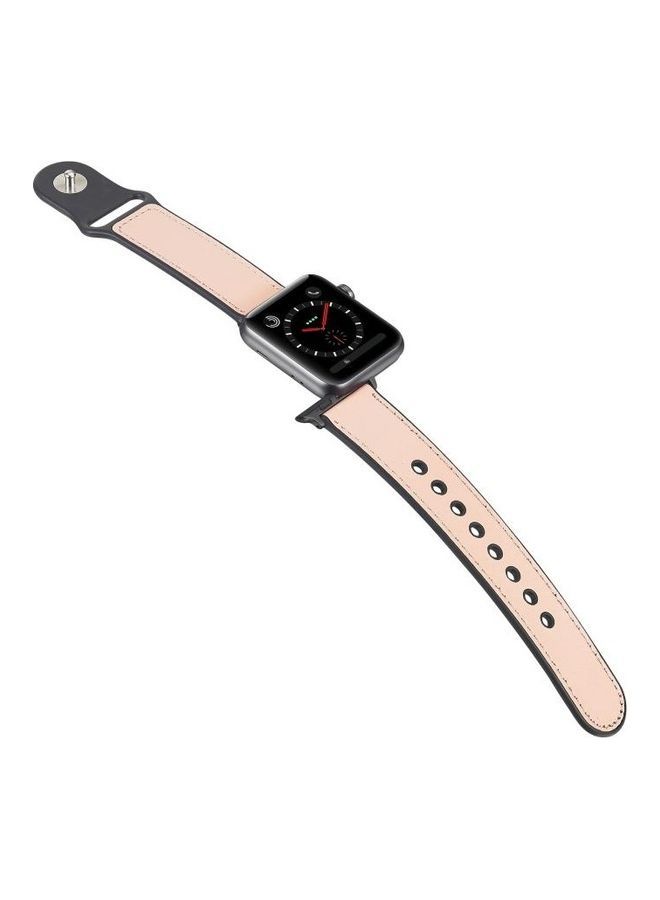 NIBEMINENT Paste Leather TPU Watchband For Apple Watch Series 7/6/5/4/3/2/1/SE 45/44/42mm Pink - Image 5