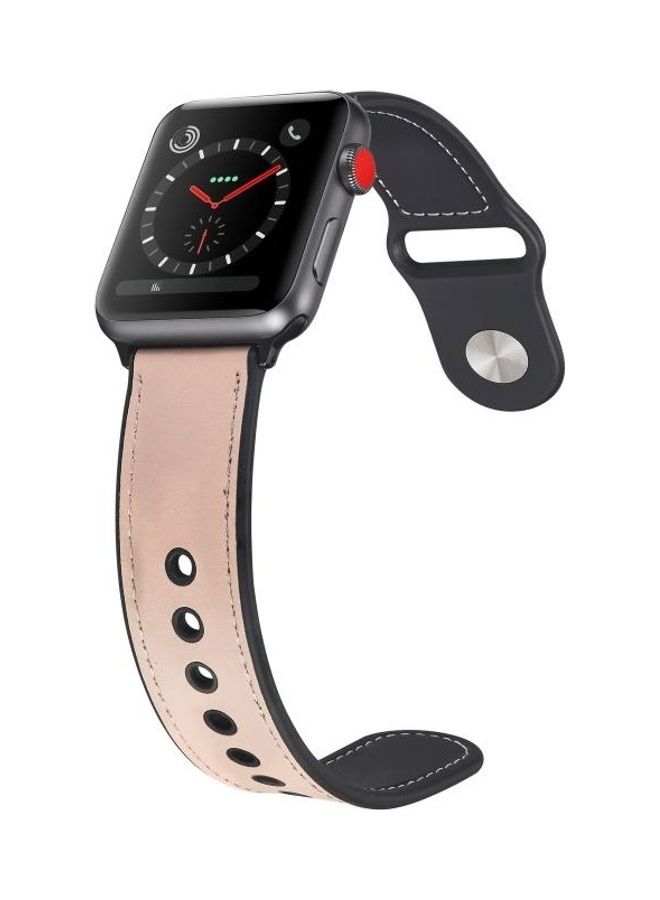 NIBEMINENT Paste Leather TPU Watchband For Apple Watch Series 7/6/5/4/3/2/1/SE 45/44/42mm Pink - Image 4