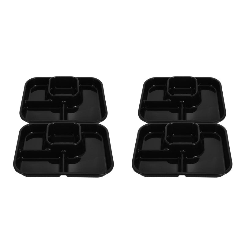 4 pcs Divided Dinner Plate: Lightweight Microwave Safe Portion Control Tray with 4 Compartments for Students and Office Workers - Image 1