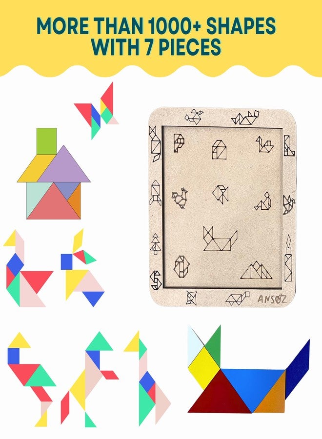 Ansoz Wooden Tangram Puzzle | Screen-Free Learning Toy for Kids (L) - Image 2