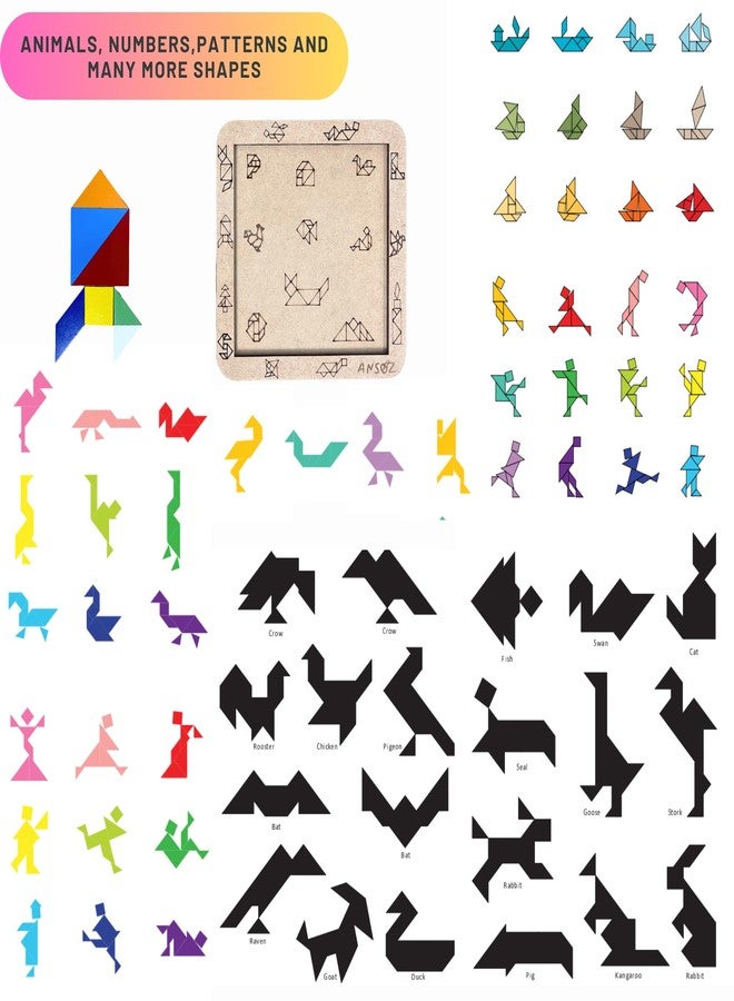 Ansoz Wooden Tangram Puzzle | Screen-Free Learning Toy for Kids (L) - Image 4