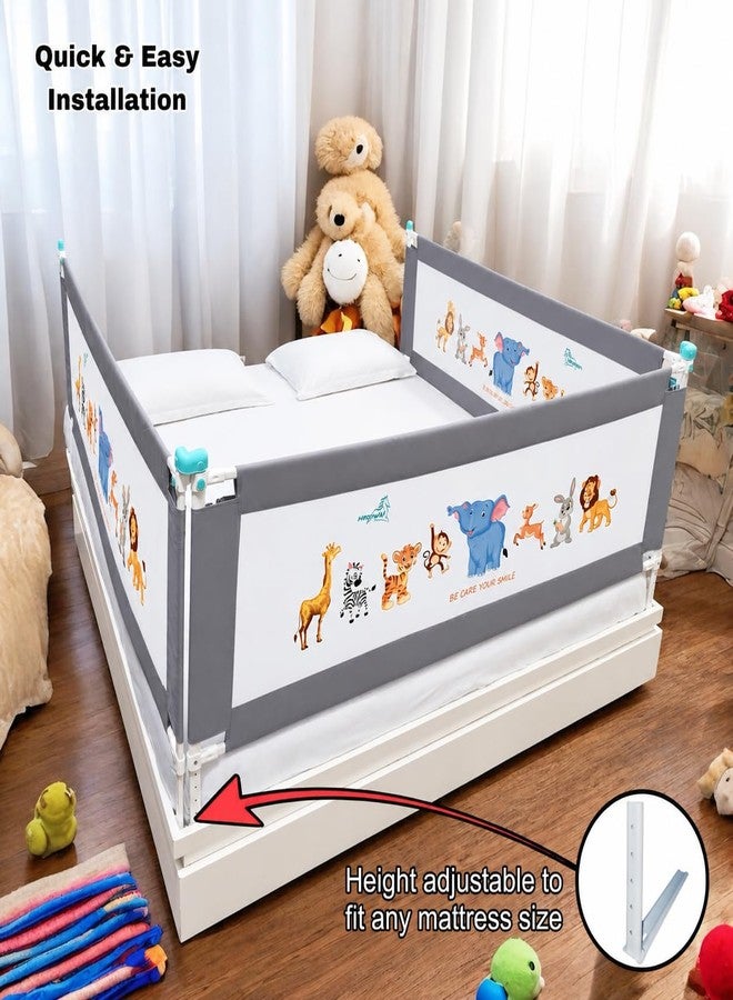 HAOWKI Baby Bed Rail Guard for Kids | Foldable Safety (6ft x 2ft) Bed Fence with Animal Print | Tear-Free Mesh | Suitable for All Bed Sizes Pack of 1 - Image 4