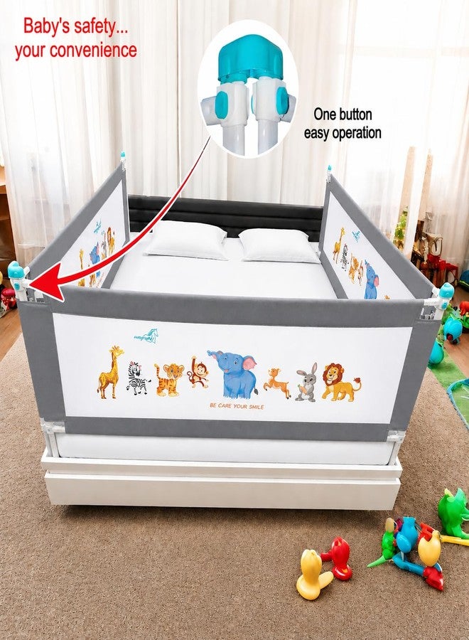 HAOWKI Baby Bed Rail Guard for Kids | Foldable Safety (6ft x 2ft) Bed Fence with Animal Print | Tear-Free Mesh | Suitable for All Bed Sizes Pack of 1 - Image 3