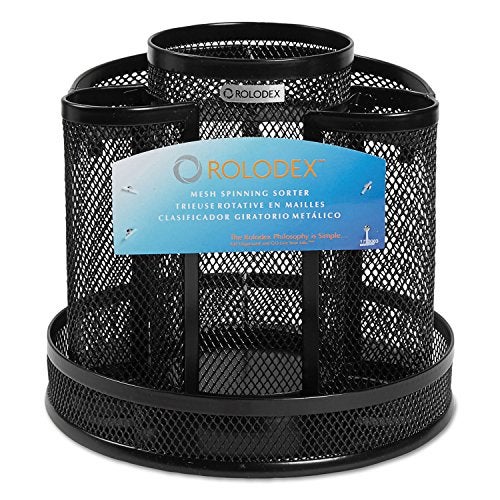 Rolodex Desk Organizer Rotating Office Supply Caddy Mesh Black (6.5" x 6.5" x 6.25") - Image 4