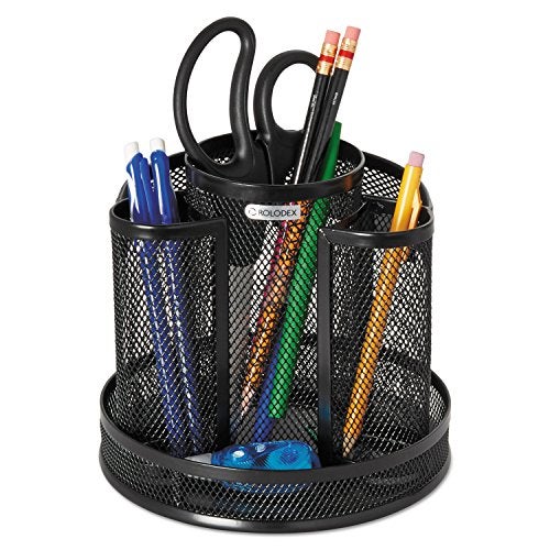Rolodex Desk Organizer Rotating Office Supply Caddy Mesh Black (6.5" x 6.5" x 6.25") - Image 2