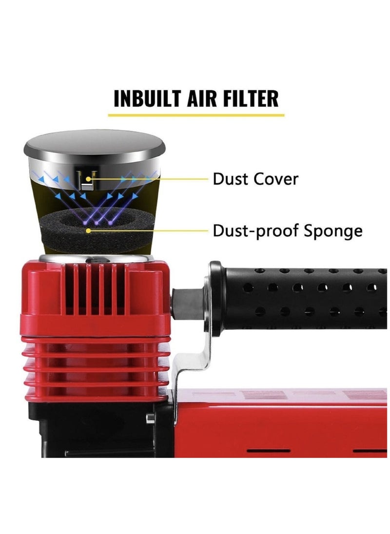 Generic Portable Air Compressor With Multi Tools Tire Inflator Compact Air Pump For Car Tires Heavy Duty Metal Tire Pump For SUV Trailer Truck Bike  - Image 2