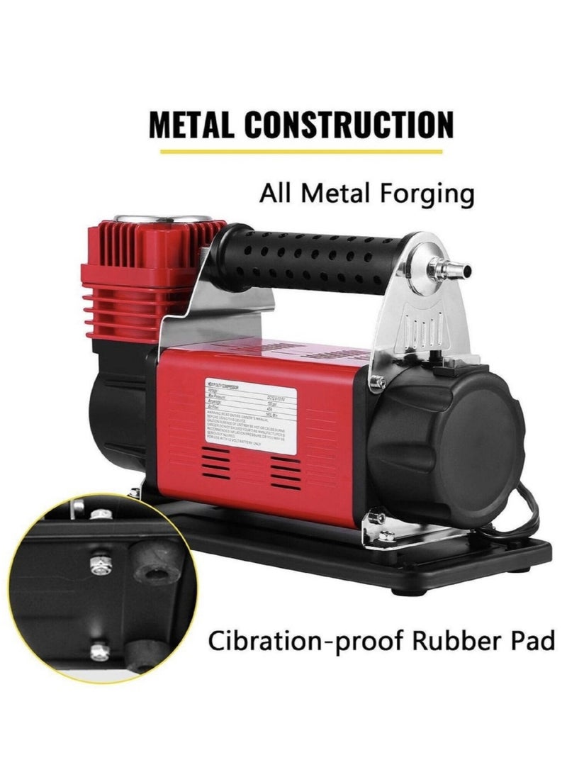 Generic Portable Air Compressor With Multi Tools Tire Inflator Compact Air Pump For Car Tires Heavy Duty Metal Tire Pump For SUV Trailer Truck Bike  - Image 4