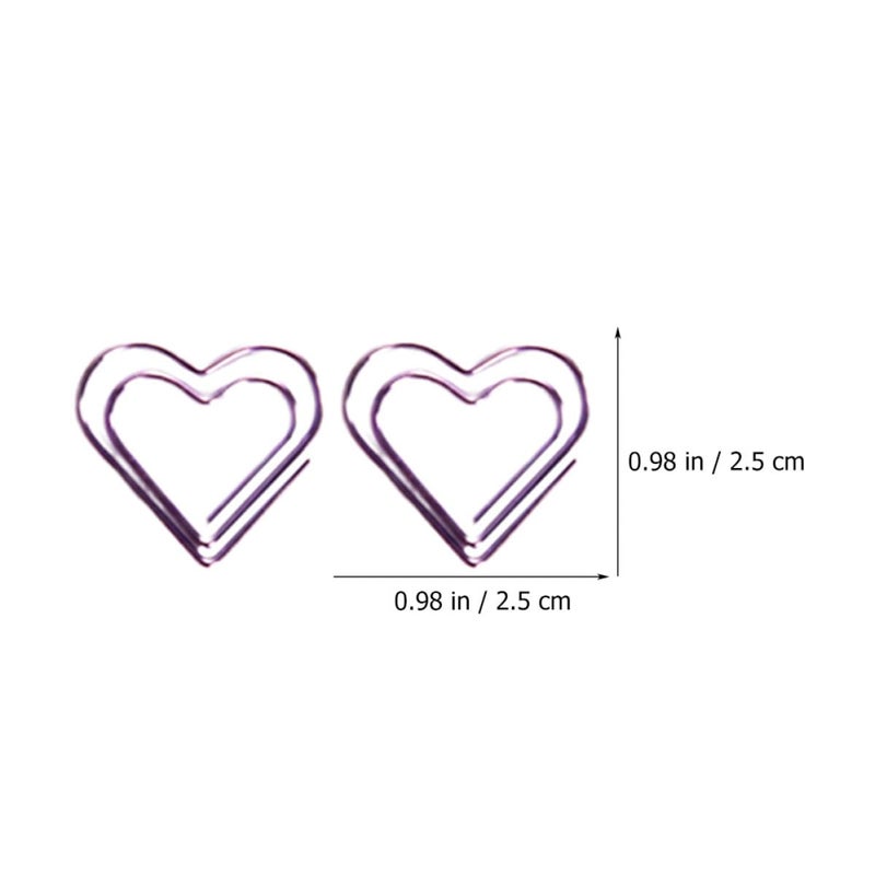 Purple Heart Shaped Metal Paper Clips Decorative Office School Home Document Fixing 18 Pieces - Image 3
