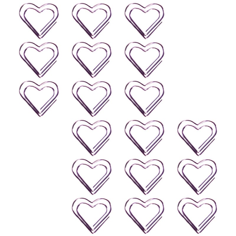 Purple Heart Shaped Metal Paper Clips Decorative Office School Home Document Fixing 18 Pieces - Image 2