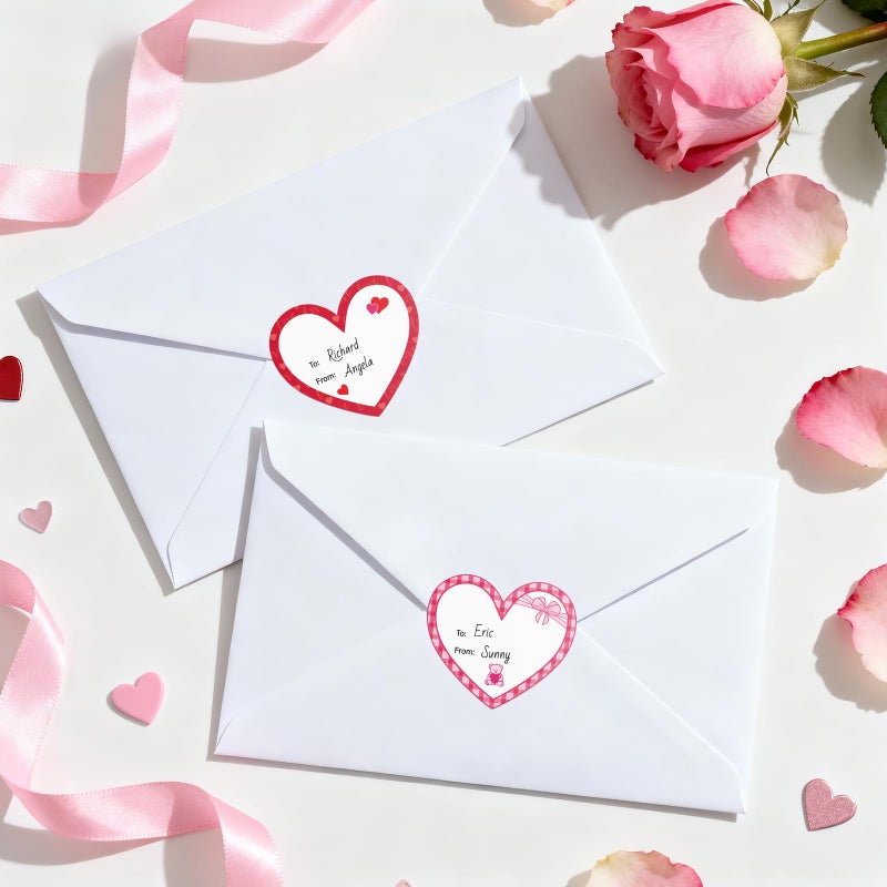 Alynta Valentine's Day Heart Gift Tags Stickers - 120Pcs 2 Inch Valentines Name Tag Stickers Heart to from Sticker Valentines Labels for Envelope Seals Cards Bags Valentine's Day Decorations - Image 4