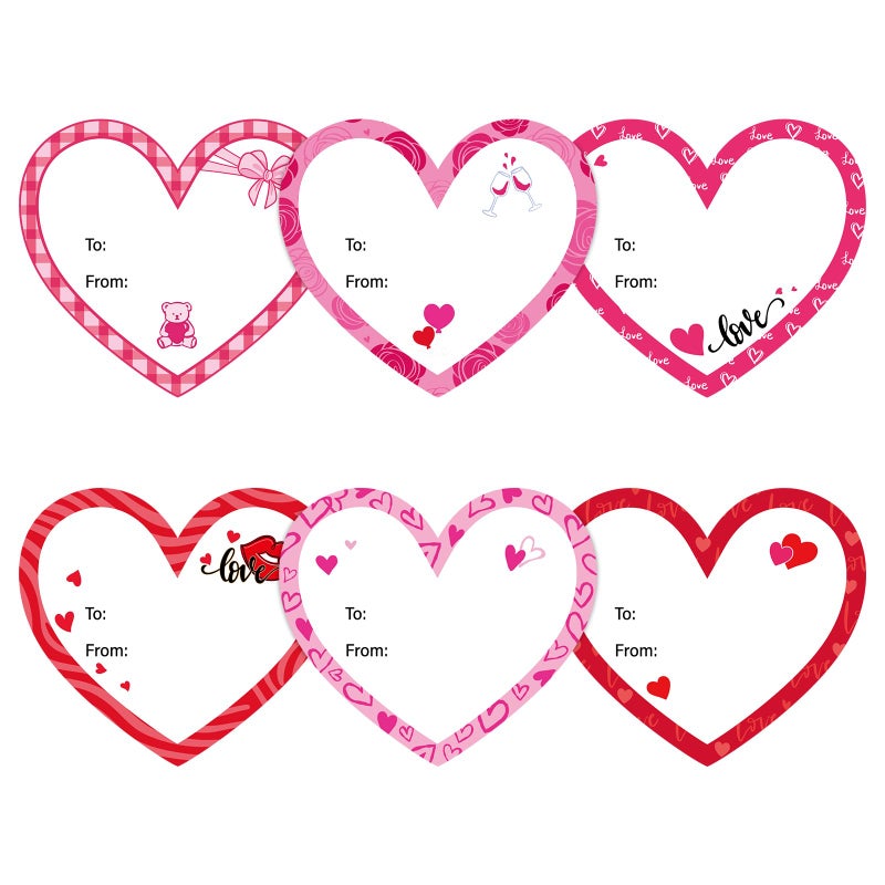 Alynta Valentine's Day Heart Gift Tags Stickers - 120Pcs 2 Inch Valentines Name Tag Stickers Heart to from Sticker Valentines Labels for Envelope Seals Cards Bags Valentine's Day Decorations - Image 1