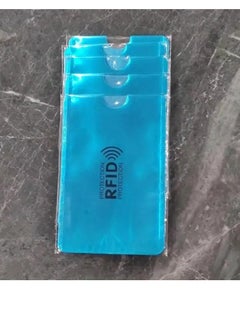 بامير حامل بطاقات حجب RFID من الألومنيوم مكون من 5 قطع، مجموعة سفر وأكمام حجب RFID أفضل طريقة لحماية بطاقات الائتمان من السرقة الإلكترونية، تصميم خفيف الوزن وصغير الحجم ليناسب أي جيب أو محفظة  - Image 1