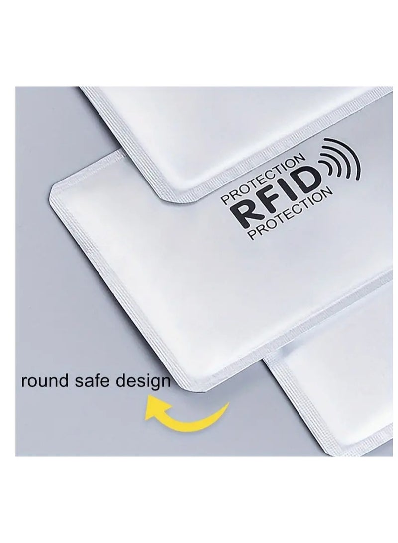 حامل بطاقات حجب RFID من الألومنيوم مكون من 5 قطع، مجموعة سفر وأكمام حجب RFID أفضل طريقة لحماية بطاقات الائتمان من السرقة الإلكترونية، تصميم خفيف الوزن وصغير الحجم ليناسب أي جيب أو محفظة