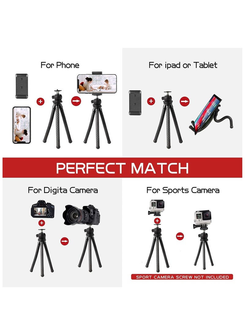 Raxoom Phone Tripod,Flexible Tripod for iPhone with Extendable Phone Holder for Video Recording/Photography,Camera Stand/Webcam Tripod for YouTube Video  - Image 2