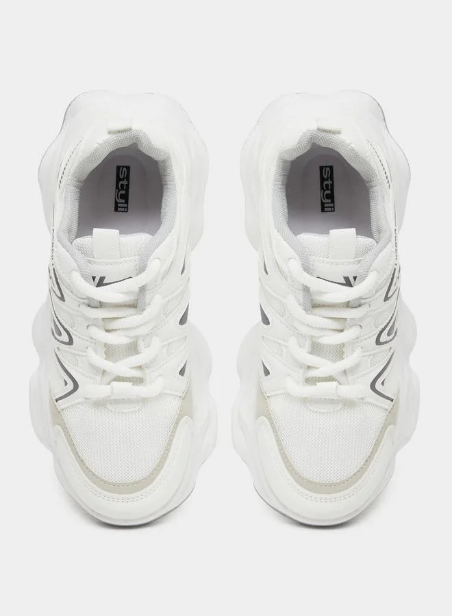 Styli Styli Quilted Side Lace Up Sneakers