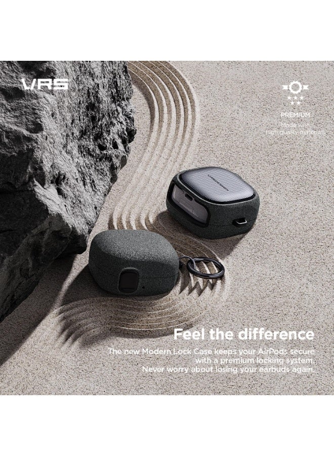 VRS Design Modern Lock for Samsung Galaxy Buds4 and Buds 4 Pro Case Cover (2026) Secure Lock Protection with Carabiner -  Sand stone Gray - Image 3
