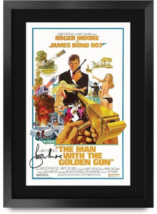 HWC Trading James Bond - The Man With The Golden Gun Movie Poster Roger Moore Signed 16 x 12 inch Framed Gift Printed Autograph Film Print Photo Picture Display - 16" x 12" Framed - pzsku/ZDC18C997AC339B49A87DZ/45/1751047365/9494d37f-f82f-47ea-b217-b3c2bcd649ff