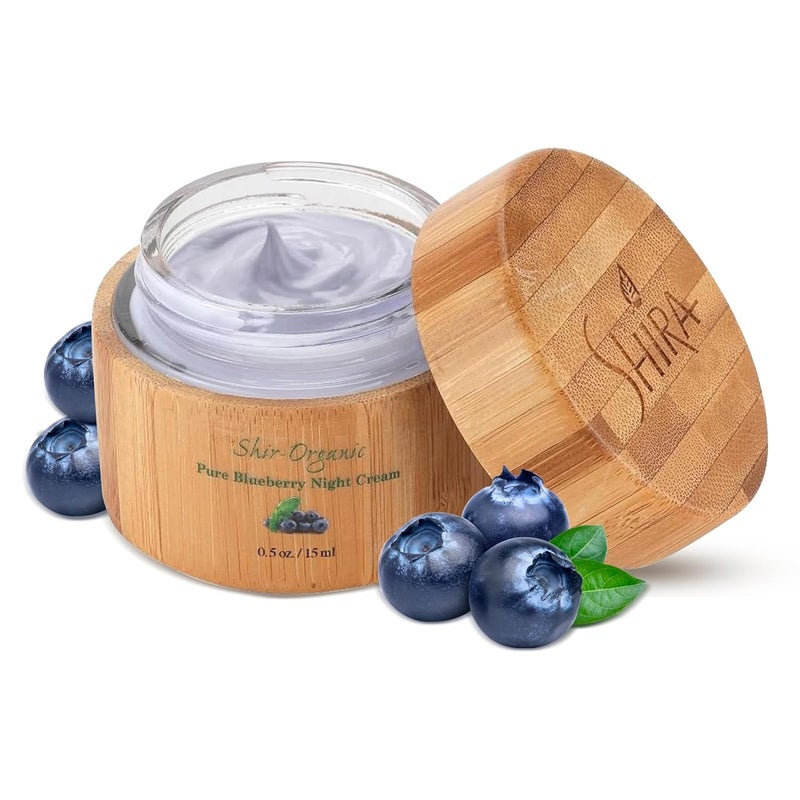 Shira Shir Organic Blueberry Night Cream for Nourished WrinkleFree Radiant Skin Moisturizer Face Cream with AntiAging Formula keeps Skin Hydrated Facial Skin Care Product 15ml