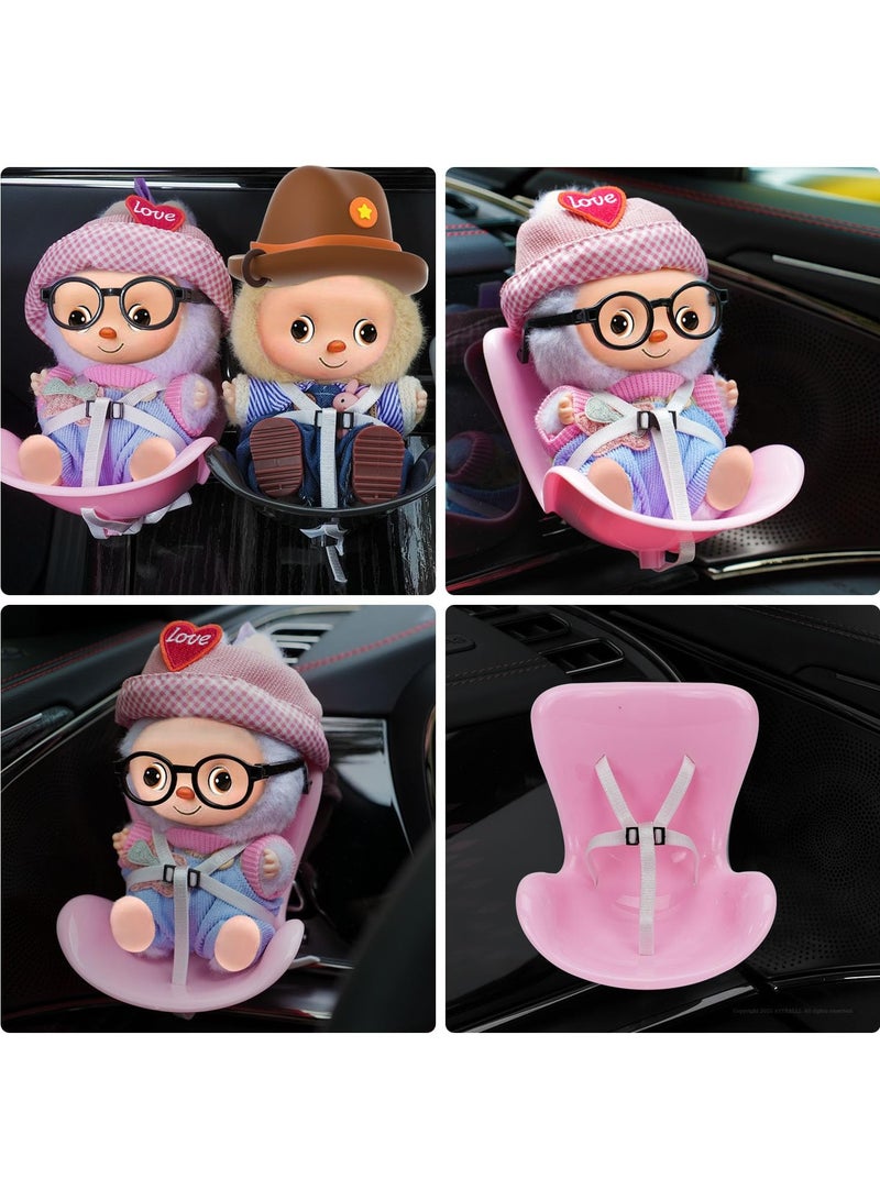 Doll car seat Compatible with Labubu, Vent Clip for 10-17cm Blind Box Toys, Secure Doll Seat with Adjustable Safety Strap & Airflow-Friendly Design, Car Decor (Doll Not Included) - Image 2