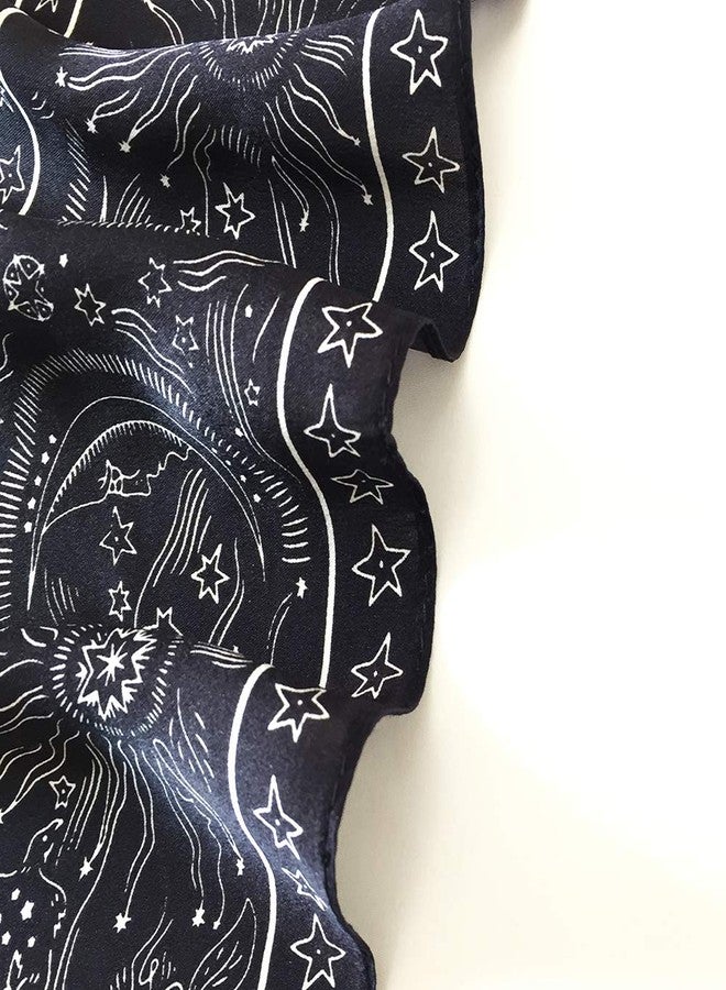 FONYVE 100% Mulberry Silk Scarfs for Women - Lightweight Square Satin Head Scarf - Small Silk Hair Scarf for Sleeping 21", 40 Constellation Black, S - Image 3
