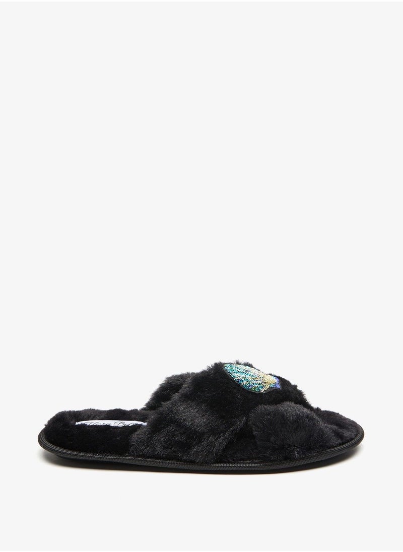 Flora Bella - Sequin Embellished Cross Strap Bedroom Slides - Image 1