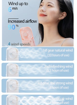 Mini Fan Portable Handheld Fan with Digital Display Rechargeable Small Battery Operated Personal Fan 5 in 1 as Power Bank Phone Holder Hand Held Fan Mini Desk Fan Travel Fan USB Fan 3000mAh 4 Speed Neck lanyard Black and White - view 4