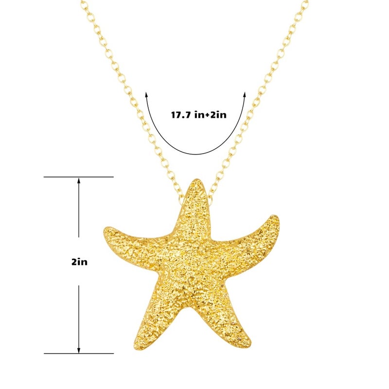 Sanyaa Seashell Starfish Necklace for Women Conch Shell Summer Pearl Beach 14k Gold Layered Dainty Choker (Big Starfish Necklace) - Image 3
