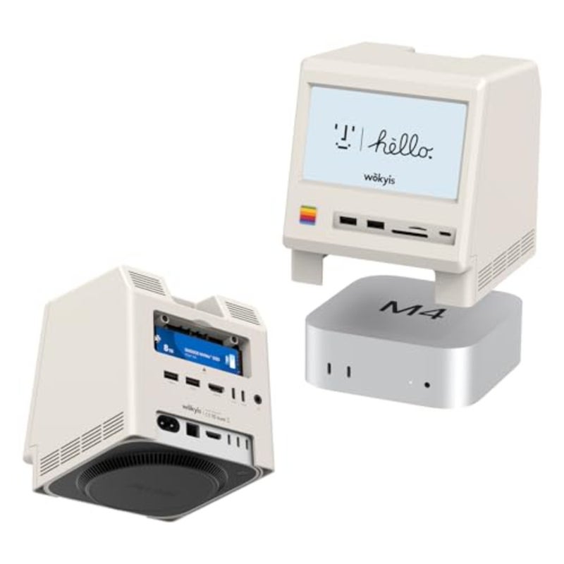 M5 Retro Docking Station for Mac mini M4, 5" HD Display, 10Gbps M.2 NVMe SSD Enclosure, SD/Micro SD Card Reader 4.0, 4X USB-A, 1x USB-C 10Gbps,3.5mm Headphone Jack - Image 1