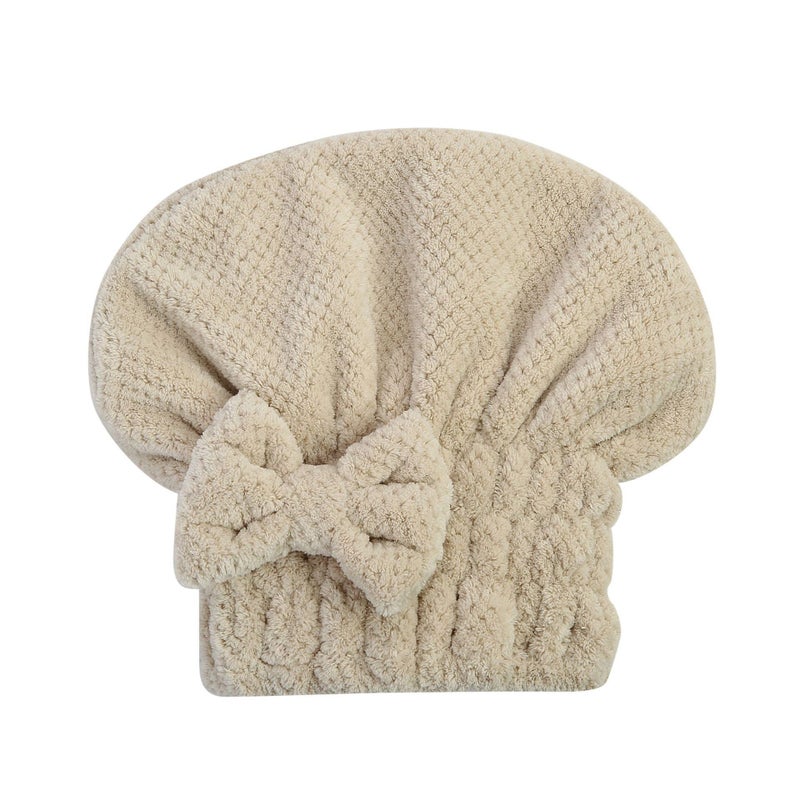 Generic Microfiber dry hair cap shower cap pineapple Plaid shower cap thickened adult princess cap absorbent dry hair cap wholesale White