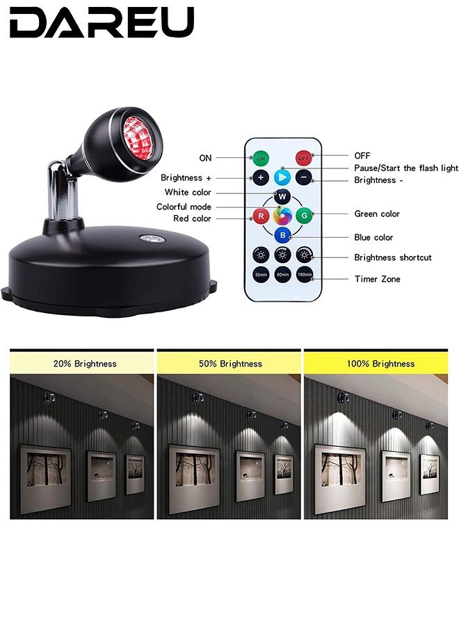 DAREU 2-Pack USB Rechargeable RGB LED Spotlight – 16 Colors + 6000K White, Remote-Controlled Dimmable Accent Lighting with Adjustable Head - Image 4