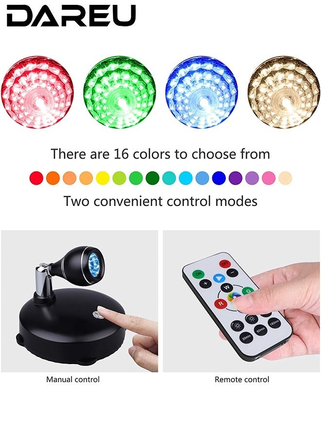 DAREU 2-Pack USB Rechargeable RGB LED Spotlight – 16 Colors + 6000K White, Remote-Controlled Dimmable Accent Lighting with Adjustable Head - Image 2