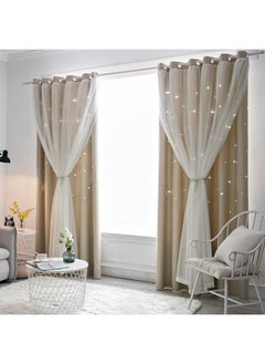 Beige 1m wide x 2.5m high, high precision thickened star curtains hollow star blackout curtains window screens double layer custom - pzsku/ZDC19630663846ABB2E24Z/45/_/1729743166/4158e1e3-4dae-4fb3-892f-32f1809c8b60