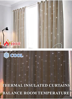 Beige 1m wide x 2.5m high, high precision thickened star curtains hollow star blackout curtains window screens double layer custom - pzsku/ZDC19630663846ABB2E24Z/45/_/1729743186/9a421ada-80f0-4b49-b181-5c826ce76688