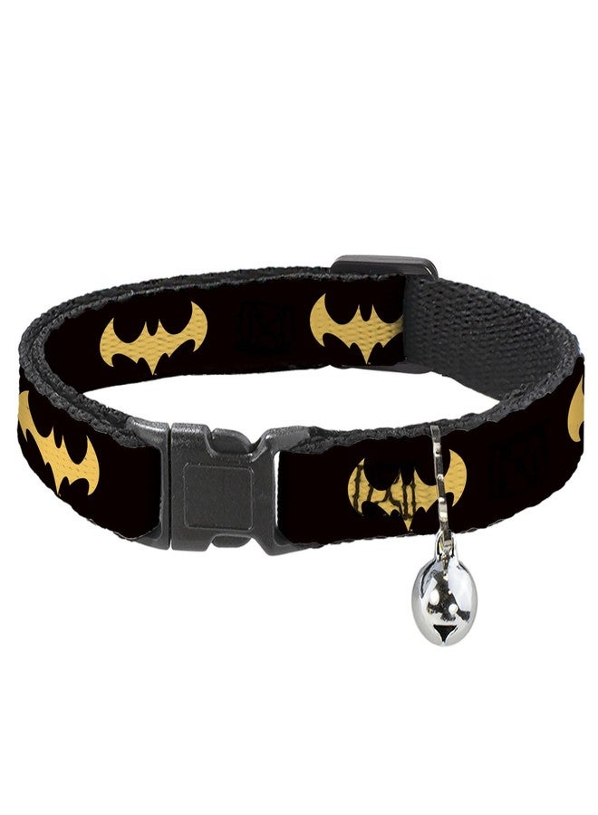 Buckle Down DC Comics Breakaway Cat Collar with Bell, Plastic Clip, Easy Adjustable, DC League of Super Pets Batman Bat Logo Black Yellow, 8.5 to 12 Inches 0.5 Inch Wide - Image 1