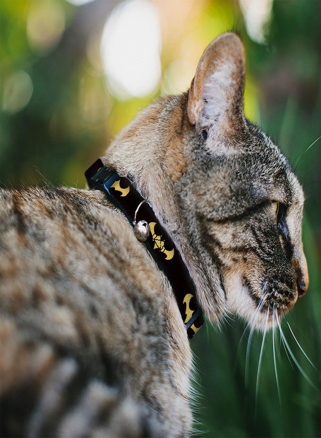 Buckle Down DC Comics Breakaway Cat Collar with Bell, Plastic Clip, Easy Adjustable, DC League of Super Pets Batman Bat Logo Black Yellow, 8.5 to 12 Inches 0.5 Inch Wide - Image 2