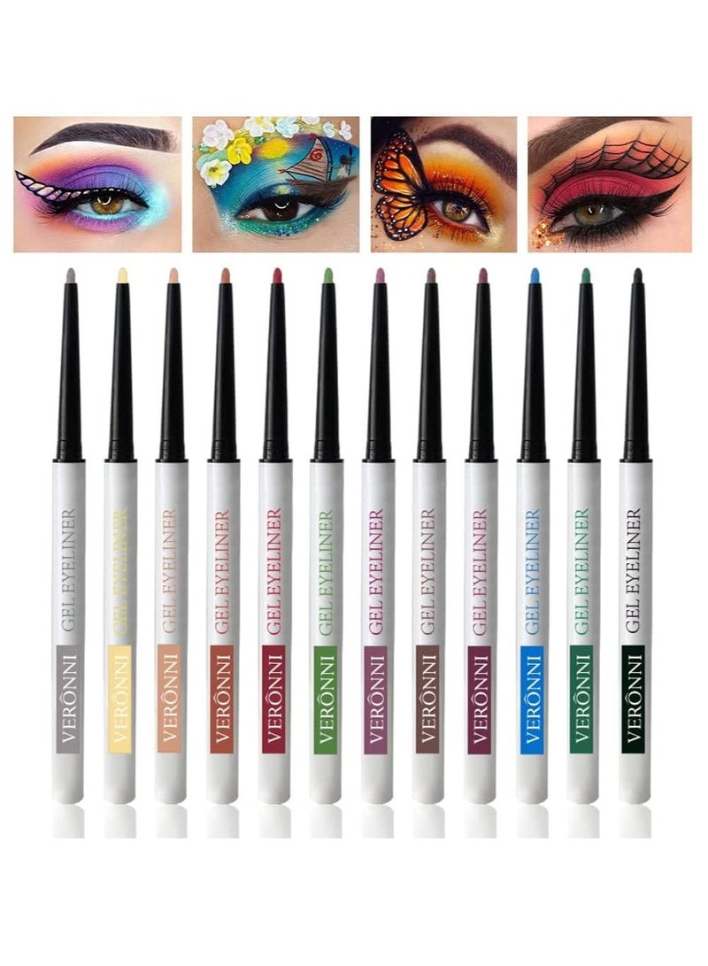 SYOSI Waterproof Eyeliner Pencil Set Long-lasting Eyeliner Pen Retractable Eye Pencil Matte Soft Easy Wear High Pigment Eye Shadow Pen Lasting Shiny Eye Makeup 12 pcs - Image 1