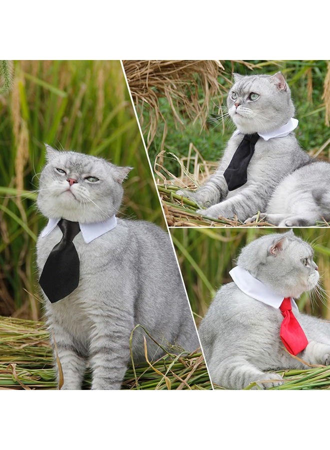 Yosbabe 4 Pieces Pets Dog Cat Bowtie Pet Costume Adjustable Formal Necktie Collar for Cats Small Dogs Puppy Grooming Accessories (Black/red + Glasses) - Image 4