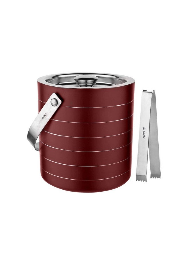 STEREN IMPEX Steren | Stainless Steel Double Wall Ice Bucket with Tong - Cherry Ring Design, Small, 1L - Image 1