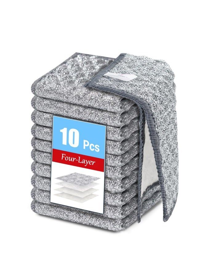 Wangjinpeng 10 PCS Four-Layer Non-Scratch Multipurpose Steel Wire Dishcloths - Reusable Quick-Dry Odor-Free Scrub Cloths for Dishes, Kitchen Cleaning Cloths for Cookware, Sinks, Stove Tops(7.87X7.87) - Image 1