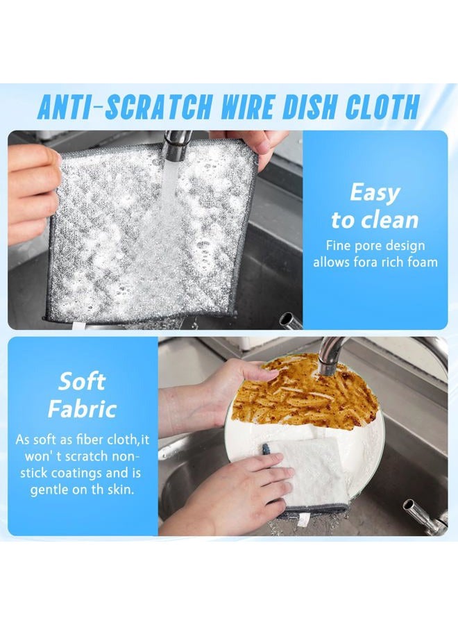Wangjinpeng 10 PCS Four-Layer Non-Scratch Multipurpose Steel Wire Dishcloths - Reusable Quick-Dry Odor-Free Scrub Cloths for Dishes, Kitchen Cleaning Cloths for Cookware, Sinks, Stove Tops(7.87X7.87) - Image 4