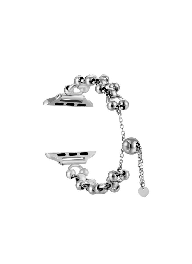 Generic - Suitable For Apple Watch For Apple Strap Stainless Steel Beaded Strap Metal Smart Strap Fixed-Color:38-40-41 Gold - Image 1