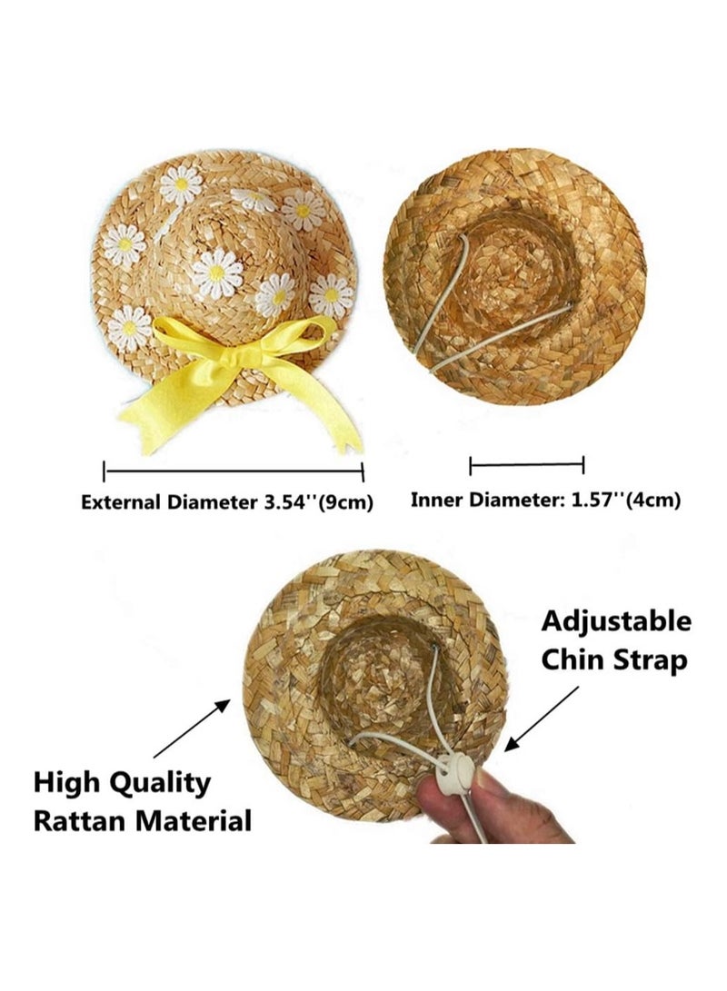 KASTWAVE Cute Pet Straw Hat, Summer Sun Hats Woven Daisy Straw Hat, Pet  Costume Accessory, 2 Pcs - XS - Image 2