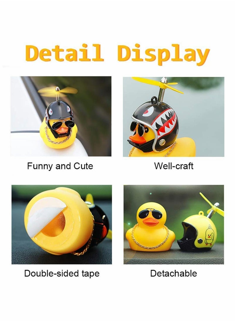 KASTWAVE - Yellow Duck Car Dashboard Decorations with Propeller Helmet (2 Pack-Shark Bee) - Image 1