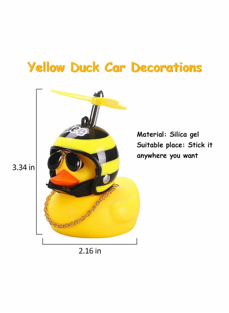 KASTWAVE - Yellow Duck Car Dashboard Decorations with Propeller Helmet (2 Pack-Shark Bee) - Image 1
