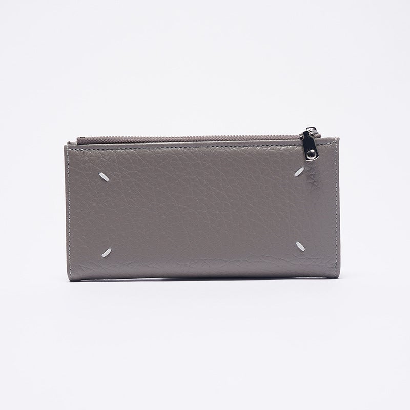 Women's Two-Fold PU Wallet with Zipper Closure and Solid Color Design - Image 5