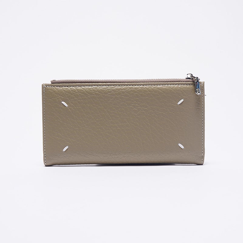 Women's Two-Fold PU Wallet with Zipper Closure and Solid Color Design - Image 2